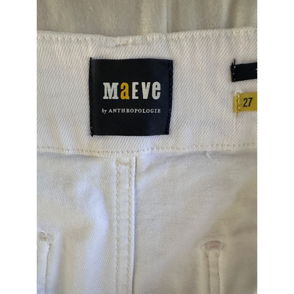 Maeve Anthropologie The Colette Wide Leg Crop Pants White 27 High Rise Utility - Picture 3 of 10